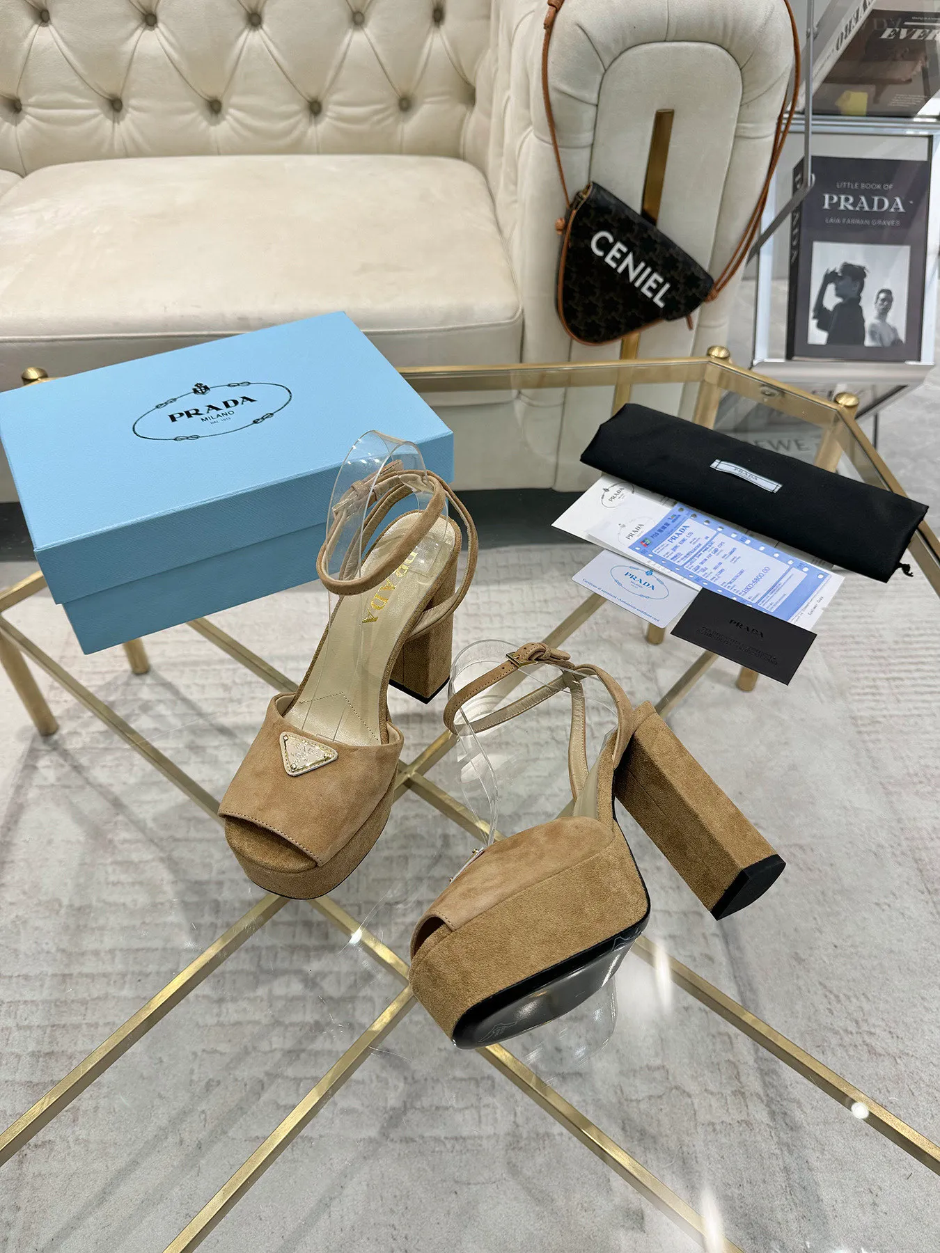 👟👟Ex-factory price 600👟👟 (imitation leather bottom-20) New arrival 👉Ready stock👈Remove the original board and make a 1:1 replica‼ ️The highest version ✅ Prada's early spring catwalk hot style 😘The latest spring style Thick heel square toe water platform series (genuine leather outsole) (simulated leather sole) A must-have for goddesses, super beautiful on the feet 👉The upper is made of imported original sheep leather, soft and textured, lining + foot pads, imported sheepskin lining, breathable and comfortable, private model water platform, heel, water platform 4M, heel height 13M Code number 35M-39M (34 40 41 42 43 is custom-made and cannot be returned or exchanged)